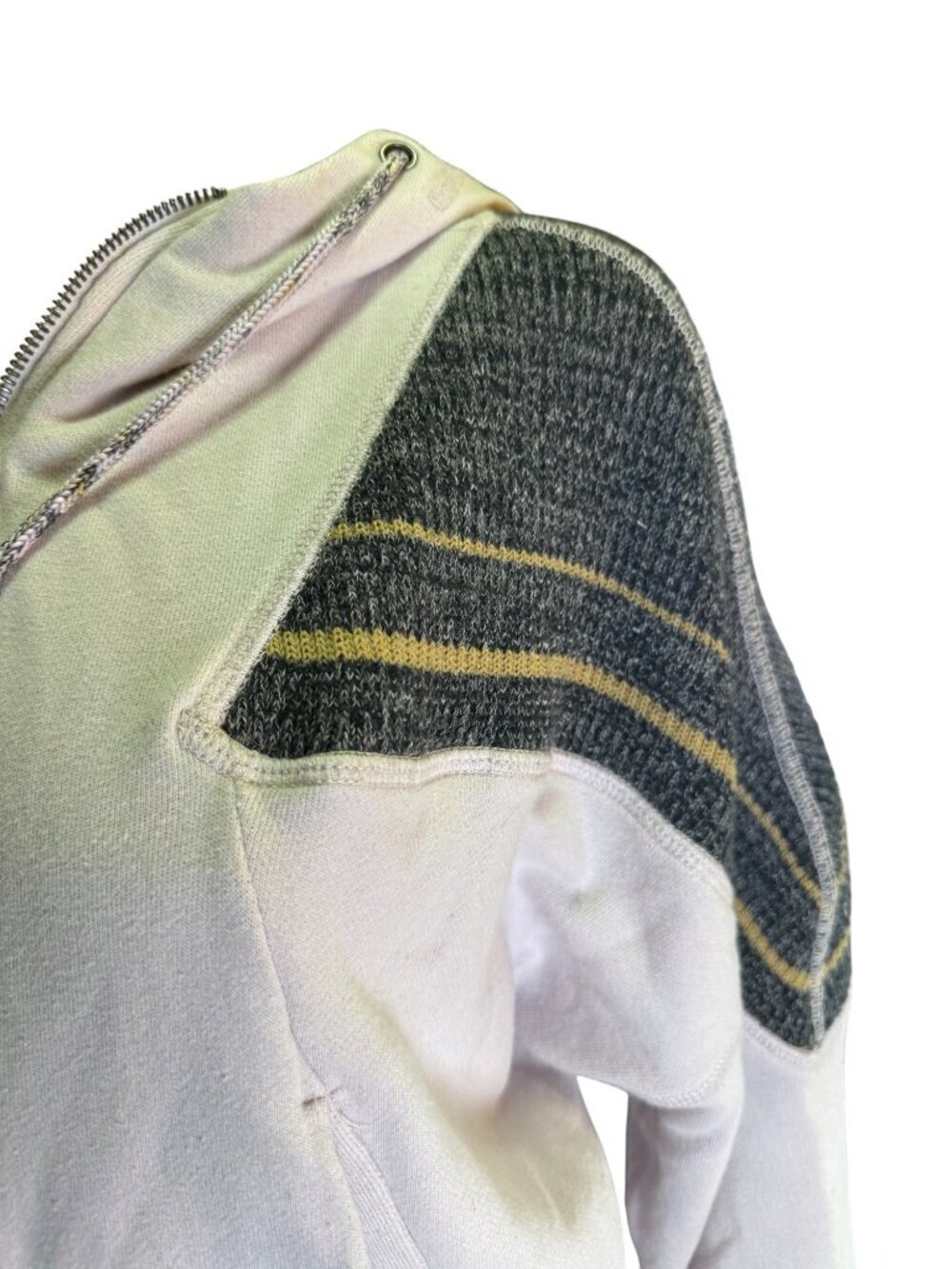 Free People Movement Zip Up Cropped Hoodie With Knit Shoulder Accents P/S Spring - Picture 3 of 7